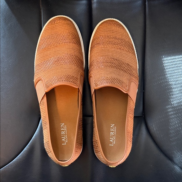 Lauren Ralph Lauren Shoes - Lauren Ralph Lauren Tan Textured Slip-Ons